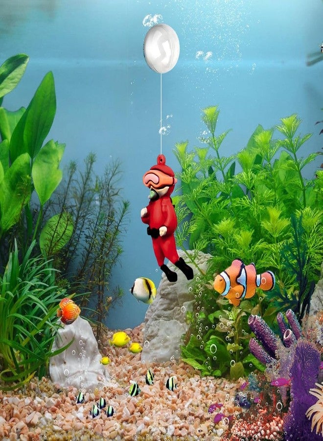 PET FUN Floating Diver Aquarium Decoration for Fish Tank | 2 Pcs Resin Diver Ornament with Bubble String | Safe for Fish & Aquatic Pets | Aquarium Accessories for Tank Decoration (Red & Blue) - Image 4